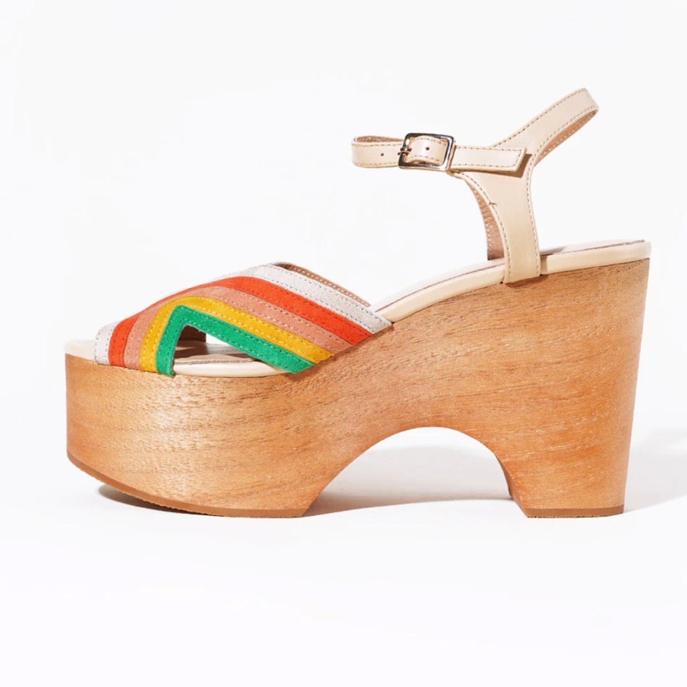 Charlotte Stone Donna Chunky Suede Rainbow Platform Heels